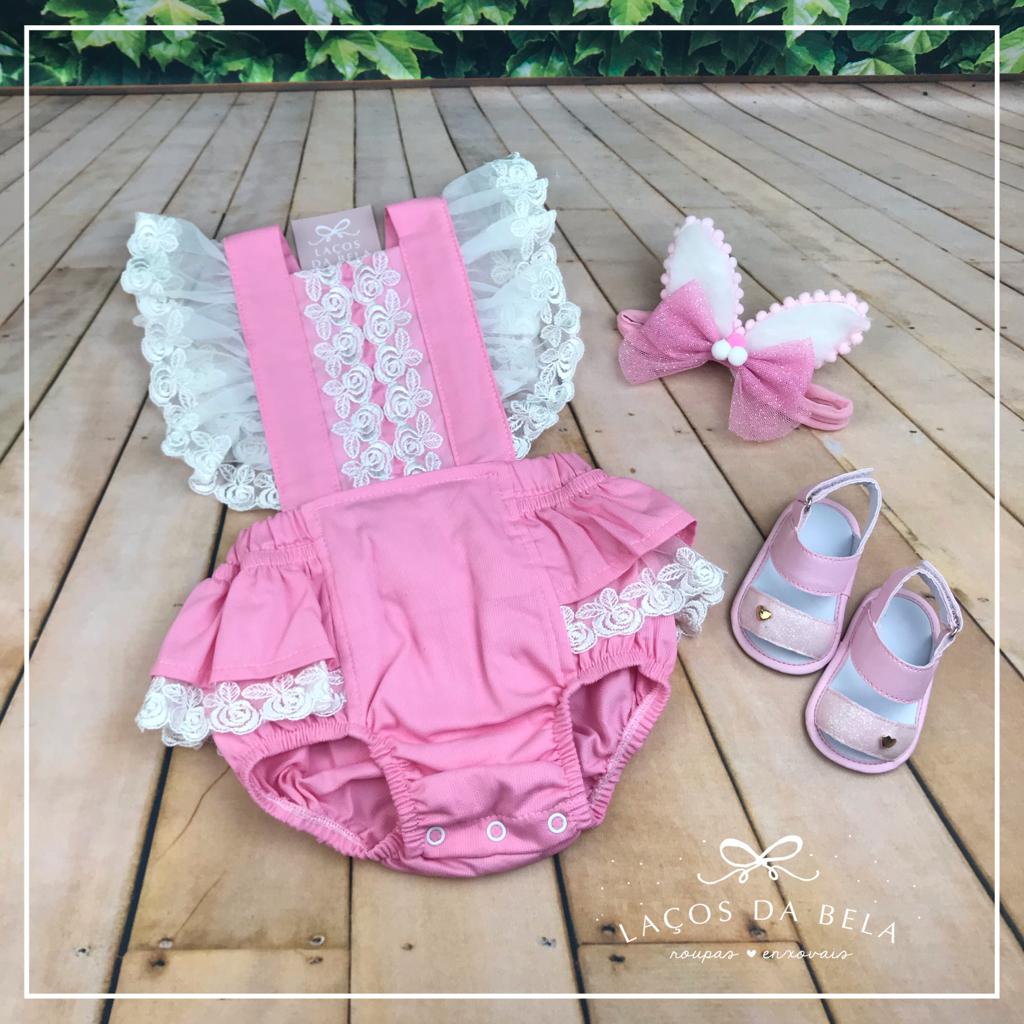 Vestido Casa de Abelha Rosa Xadrez Ponto Smock com Short - Loja