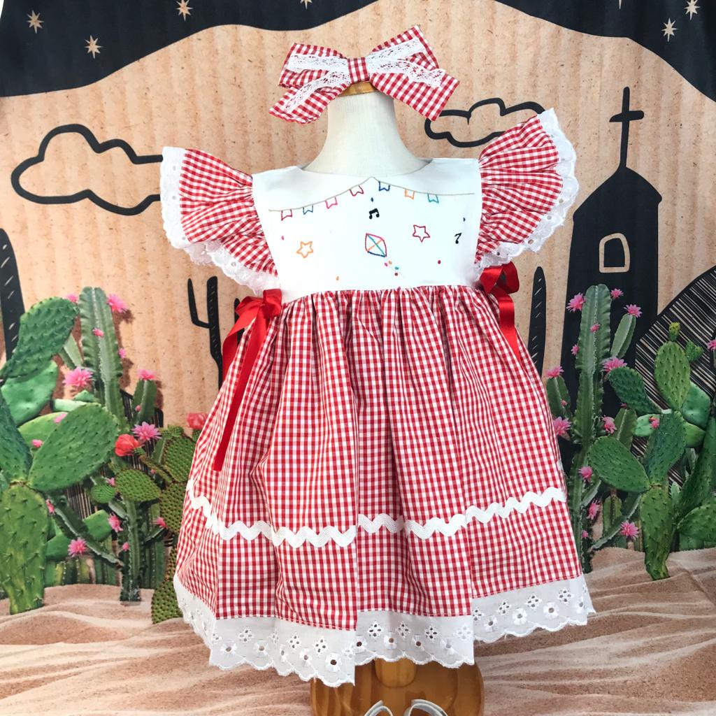 Vestido Casa de Abelha Rosa Xadrez Ponto Smock com Short - Loja